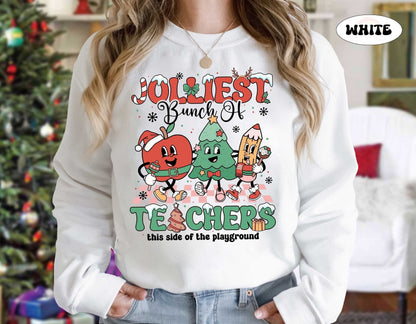 Teacher Christmas Shirt, Jolliest Bunch Of Teacher Shirt, Cute Christmas Teacher Sweatshirt, Teacher Squad Shirt, Christmas Teacher Gift