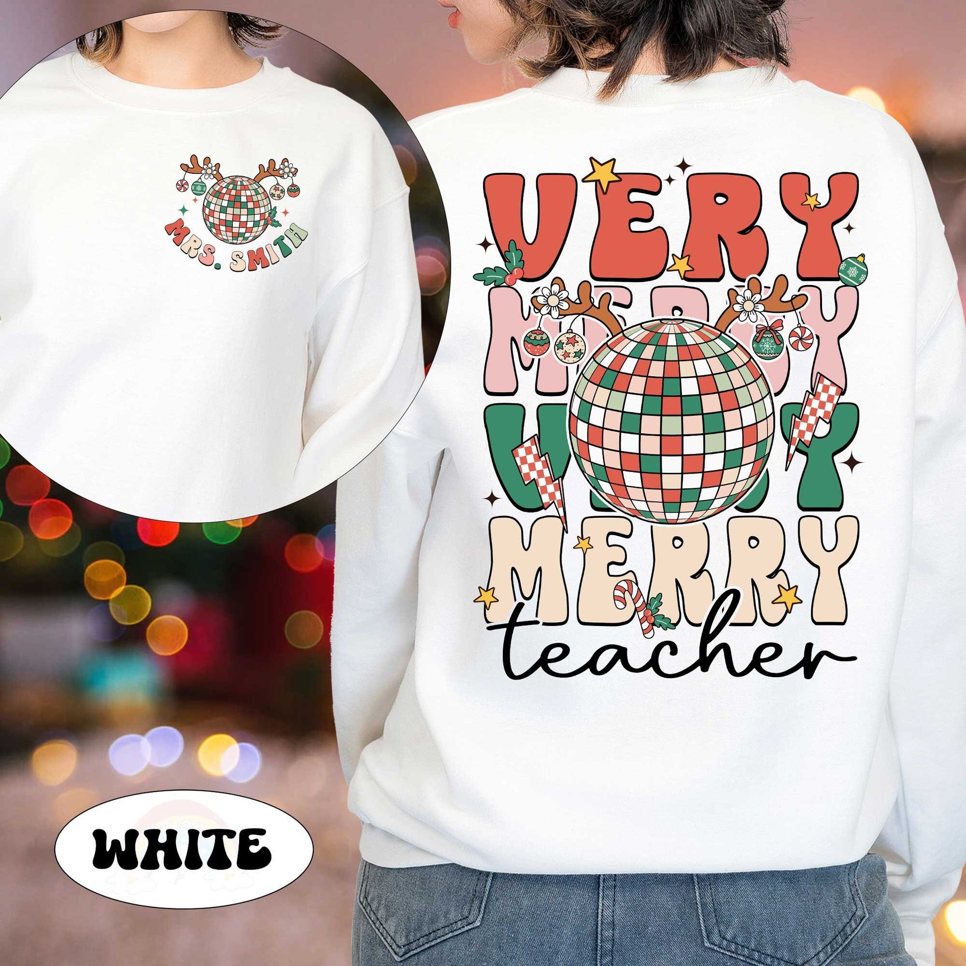 Teacher Christmas Shirt, Retro Very Merry Teacher Sweatshirt, Tis The Season, Christmas Teacher Shirt, Kindergarten Teacher Christmas Gift