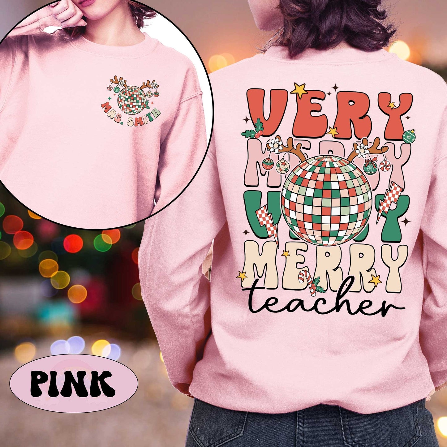 Teacher Christmas Shirt, Retro Very Merry Teacher Sweatshirt, Tis The Season, Christmas Teacher Shirt, Kindergarten Teacher Christmas Gift