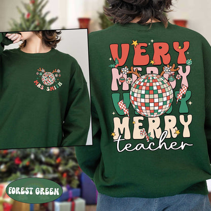 Teacher Christmas Shirt, Retro Very Merry Teacher Sweatshirt, Tis The Season, Christmas Teacher Shirt, Kindergarten Teacher Christmas Gift