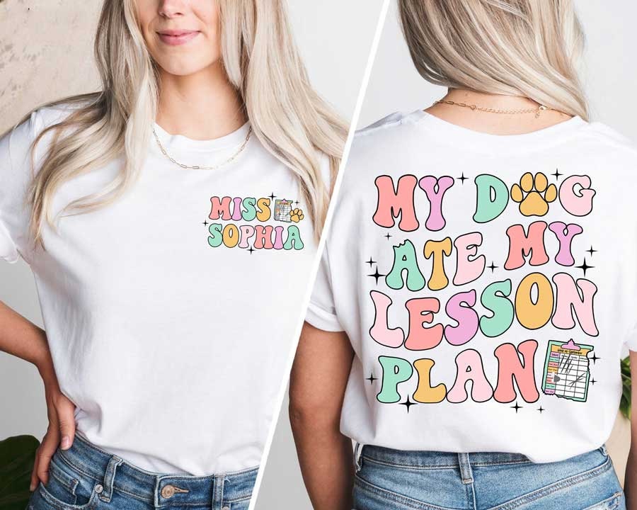My Dog Ate My Lesson Plan Teacher Shirt, Funny Teacher Shirt, Teacher Life Dog Mom, Kindergarten Teacher Shirt, Teacher Appreciation Gift