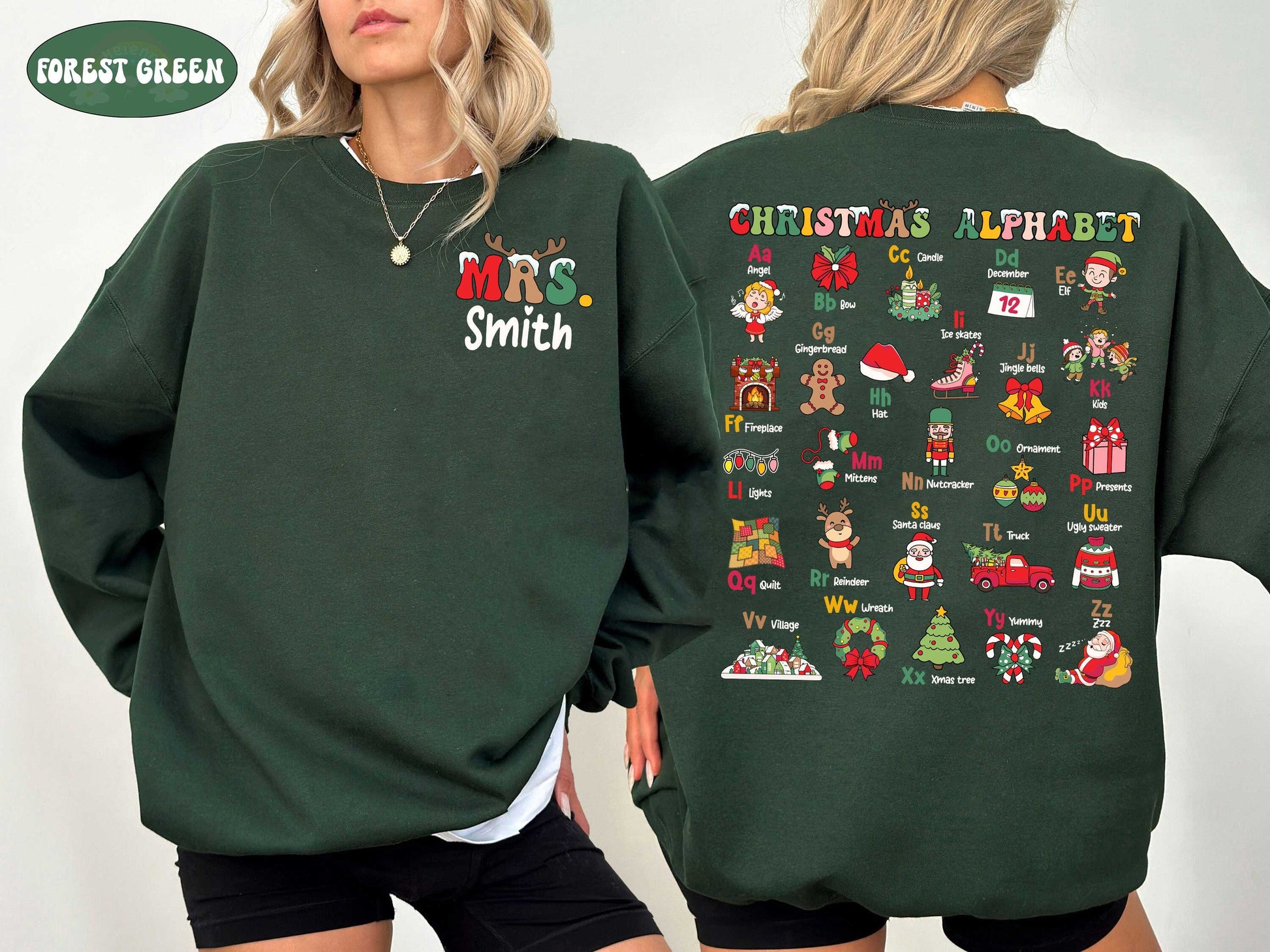 Teacher Christmas Shirt, Teacher Christmas Alphabet, Christmas Teacher Sweatshirt, Kindergarten Teacher Alphabet, Teacher Christmas Gift