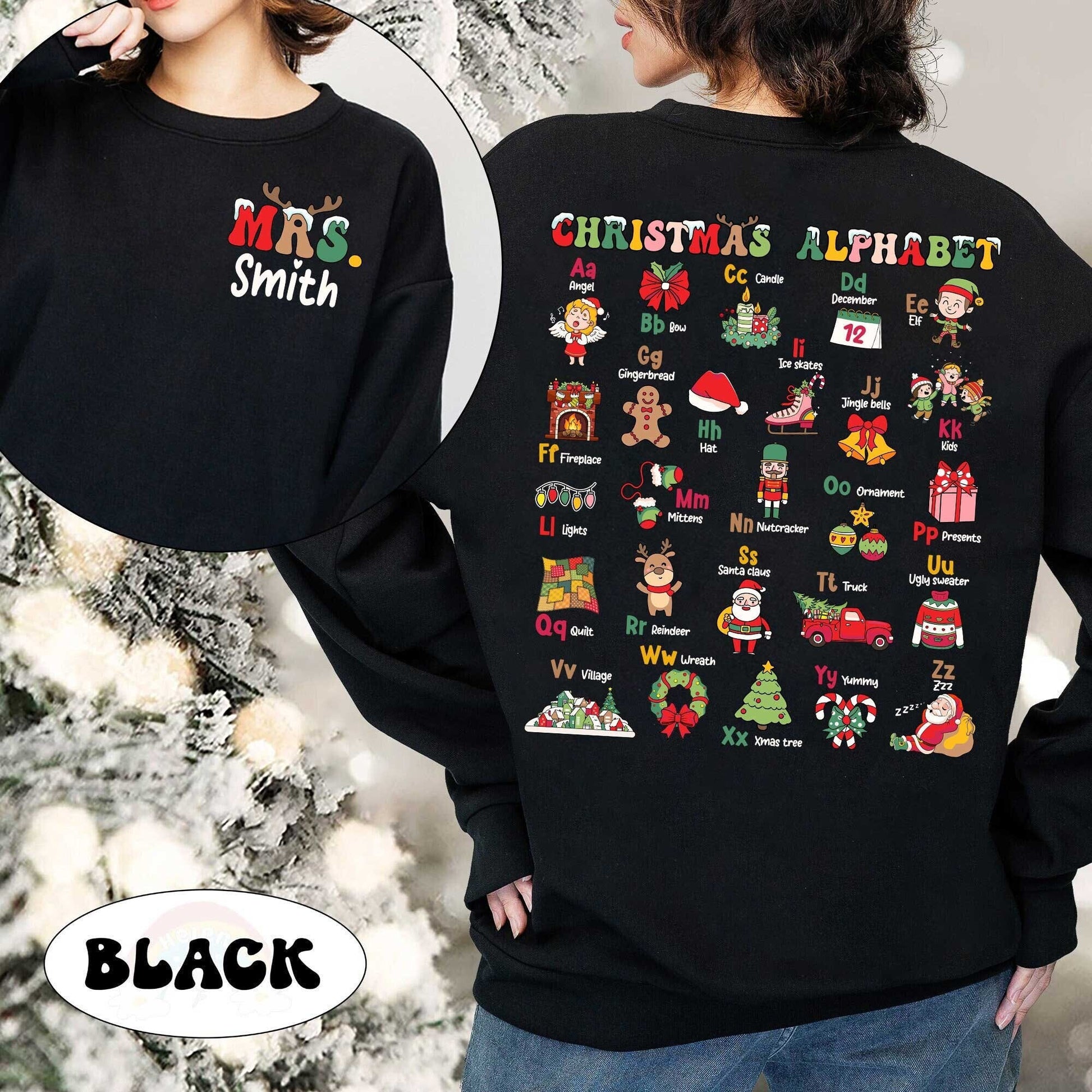 Teacher Christmas Shirt, Teacher Christmas Alphabet, Christmas Teacher Sweatshirt, Kindergarten Teacher Alphabet, Teacher Christmas Gift