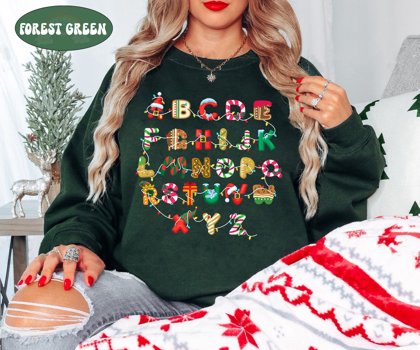 Teacher Christmas Shirt, Cute Christmas Alphabet Shirt, Kindergarten Teacher Alphabet, Christmas Teacher Sweatshirt, Teacher Christmas Gift