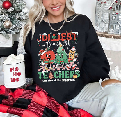 Teacher Christmas Shirt, Jolliest Bunch Of Teacher Shirt, Cute Christmas Teacher Sweatshirt, Teacher Squad Shirt, Christmas Teacher Gift