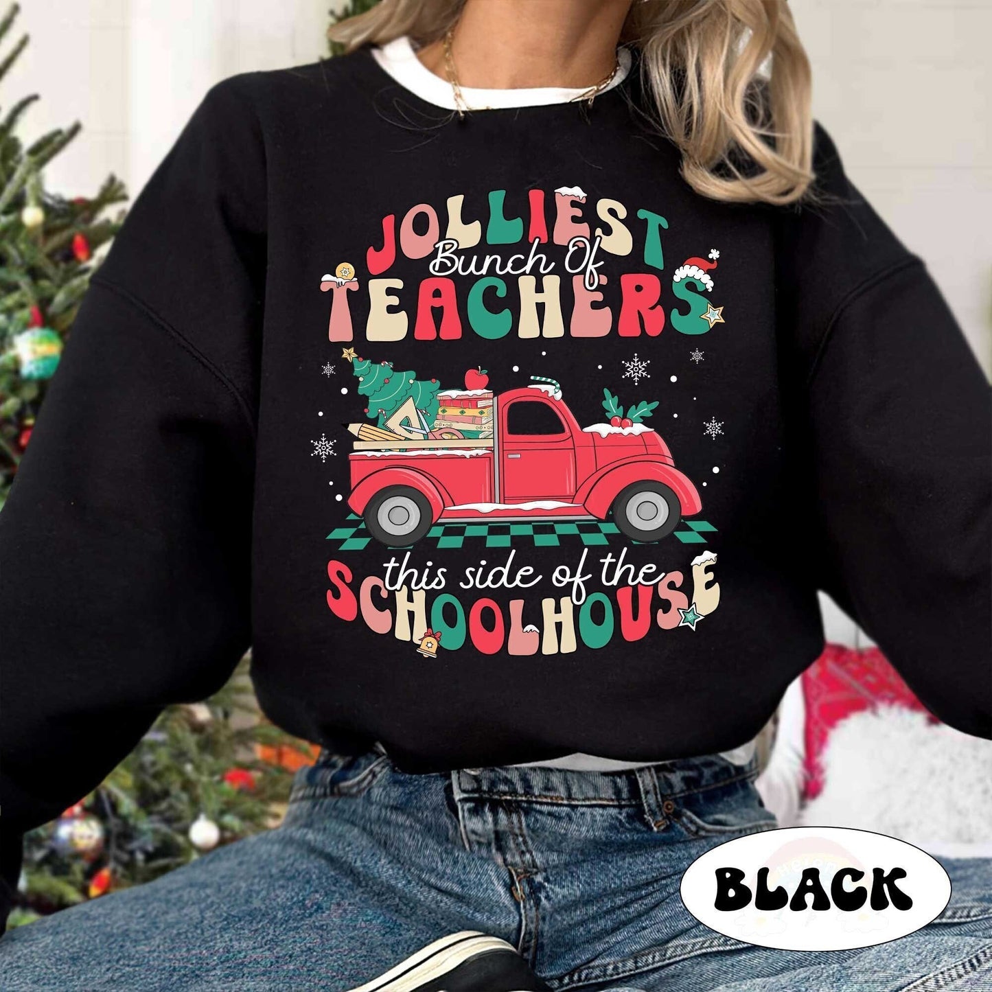 Teacher Christmas Shirt Jolliest Bunch Of Teacher, Christmas Teacher Sweatshirt, Kindergarten Teacher, Funny Teacher, Teacher Christmas Gift