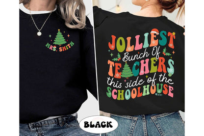 Teacher Christmas Shirt, Jolliest Bunch Of Teacher, Christmas Teacher Sweatshirt, Teacher Crew, Funny Teacher Shirt, Christmas Teacher Gift