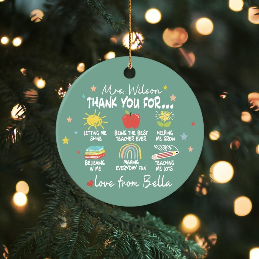 Personalized Teacher Ornament, Thank You Teacher Ornament, Best Teacher Ever, Custom Christmas Gifts For Teacher, Teacher Gift Keepsakes