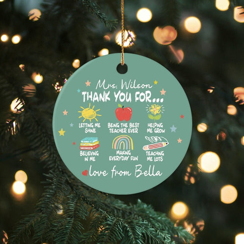Personalized Teacher Ornament, Thank You Teacher Ornament, Best Teacher Ever, Custom Christmas Gifts For Teacher, Teacher Gift Keepsakes