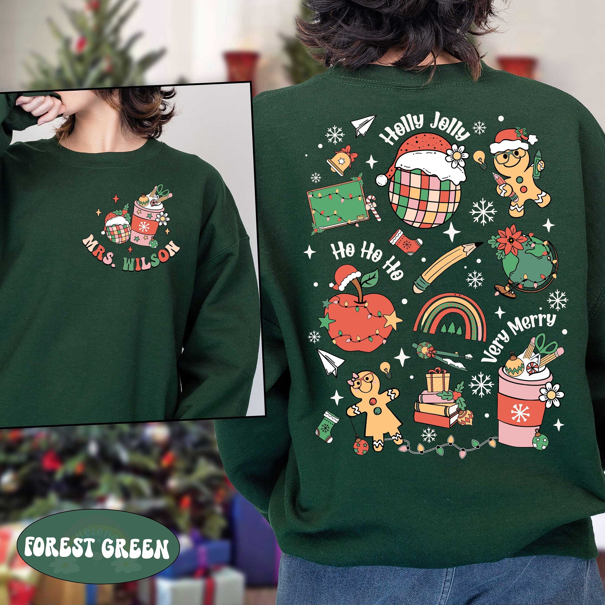 Personalized Christmas Teacher Shirt, Teacher Christmas Sweatshirt, Funny Shirt For Teacher, Retro Christmas Teacher, Christmas Teacher Gift