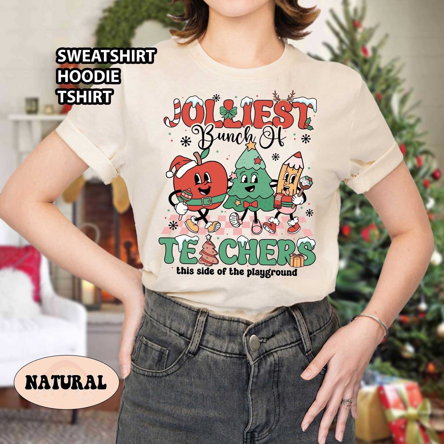 Teacher Christmas Shirt, Jolliest Bunch Of Teacher Shirt, Cute Christmas Teacher Sweatshirt, Teacher Squad Shirt, Christmas Teacher Gift