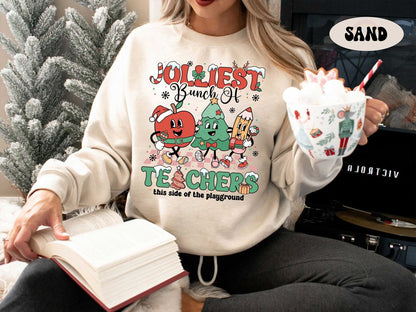 Teacher Christmas Shirt, Jolliest Bunch Of Teacher Shirt, Cute Christmas Teacher Sweatshirt, Teacher Squad Shirt, Christmas Teacher Gift