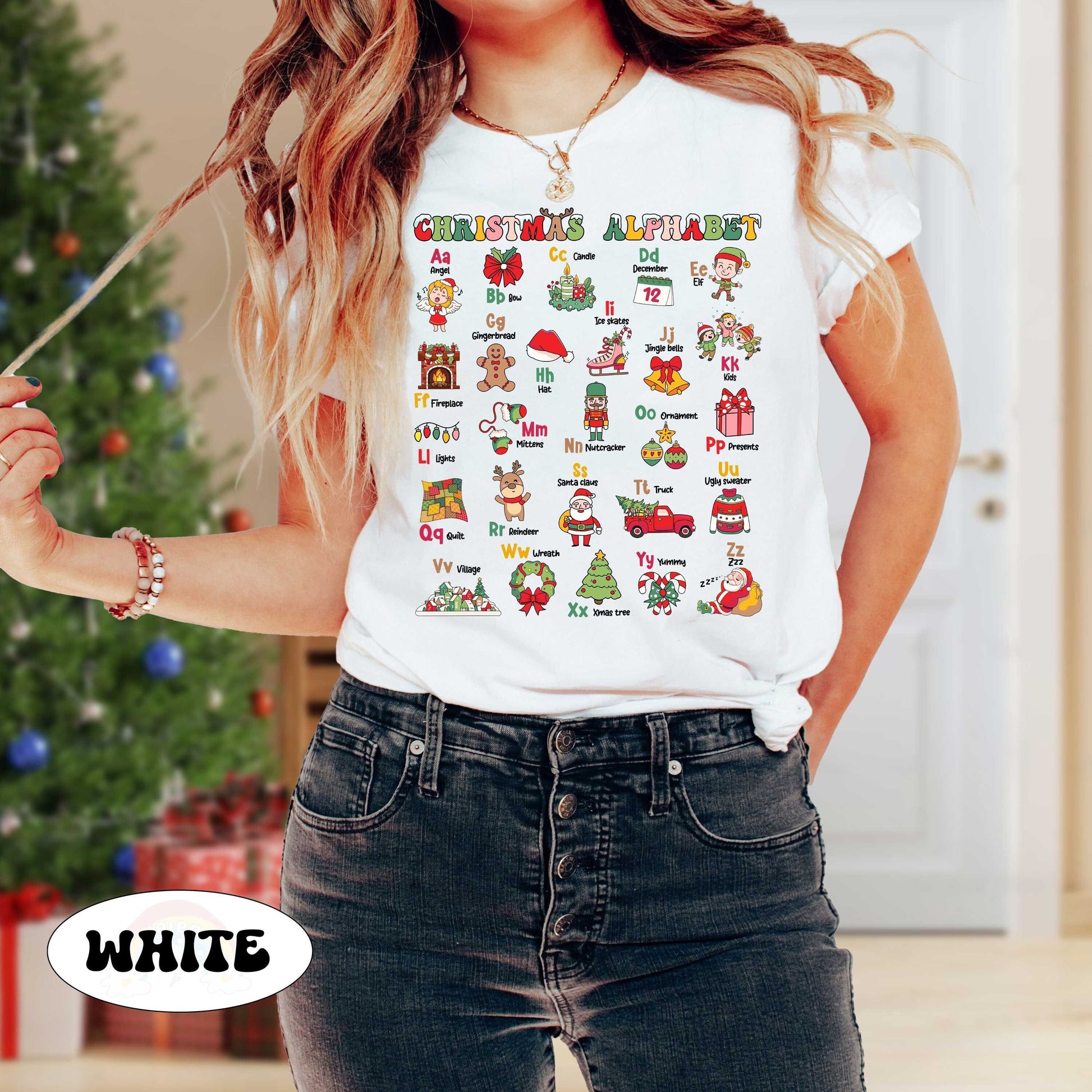 Teacher Christmas Shirt, Christmas Alphabet Shirt For Teacher, Kindergarten Teacher Alphabet Tee, Teacher Sweatshirt, Teacher Christmas Gift