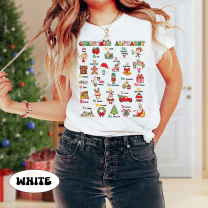 Teacher Christmas Shirt, Christmas Alphabet Shirt For Teacher, Kindergarten Teacher Alphabet Tee, Teacher Sweatshirt, Teacher Christmas Gift