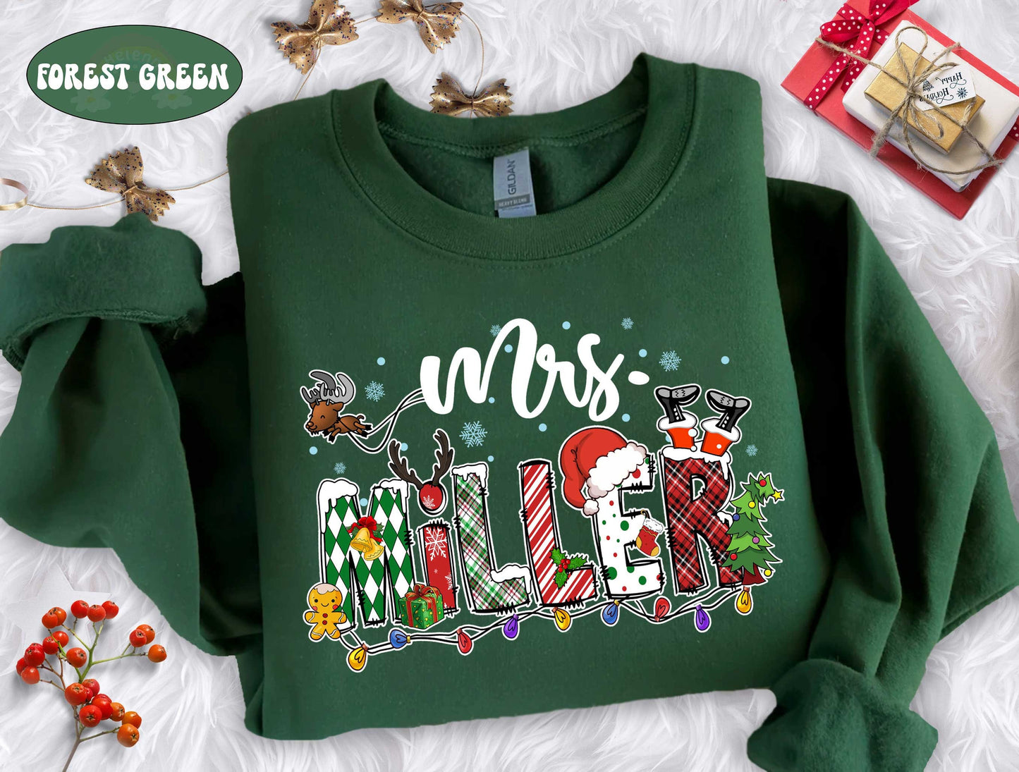 Personalized Teacher Christmas Shirt, Christmas Teacher Sweatshirt, Custom Teacher Gift, Merry Christmas Teacher, Teacher Christmas Gift