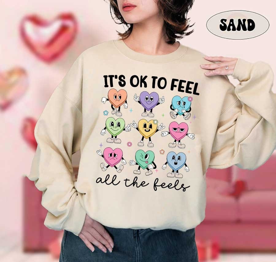 School Counselor Valentine Shirt, Feel All The Feels, Valentines Day School Psychologist Counselor Team, Mental Health Valentine Shirt