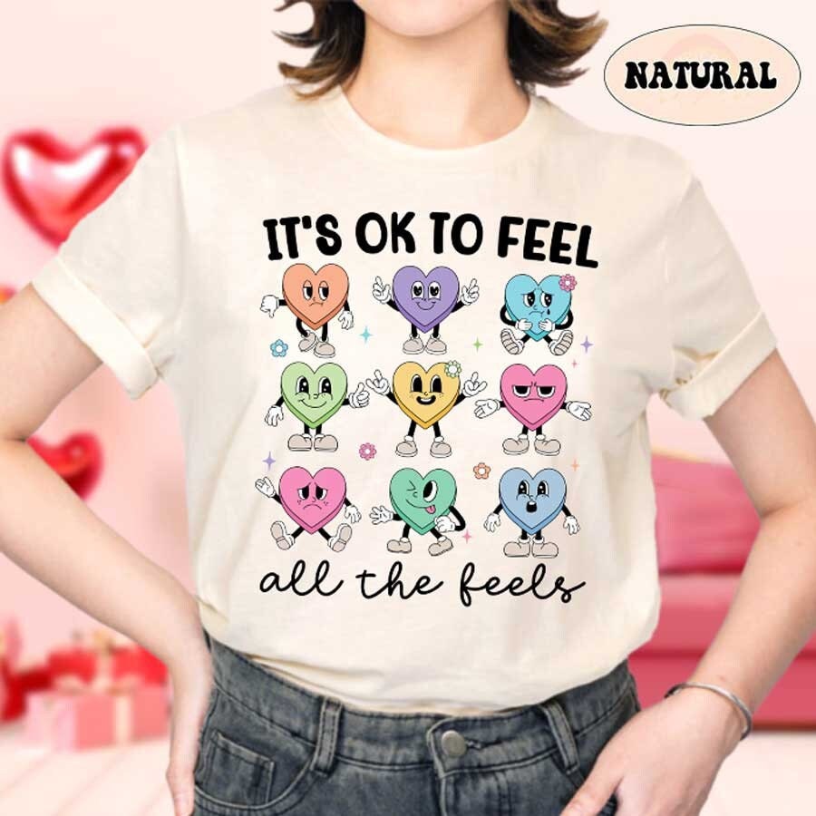 School Counselor Valentine Shirt, Feel All The Feels, Valentines Day School Psychologist Counselor Team, Mental Health Valentine Shirt