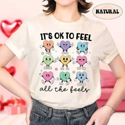 School Counselor Valentine Shirt, Feel All The Feels, Valentines Day School Psychologist Counselor Team, Mental Health Valentine Shirt