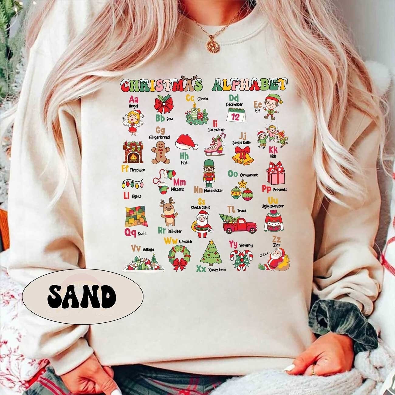 Teacher Christmas Shirt, Christmas Alphabet Shirt For Teacher, Kindergarten Teacher Alphabet Tee, Teacher Sweatshirt, Teacher Christmas Gift