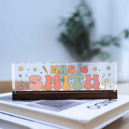 Personalized Teacher Desk Name Plate, Custom Teacher Acrylic Name Sign, Custom Teacher Gifts, Gift For Teacher, Teacher Appreciation Gift