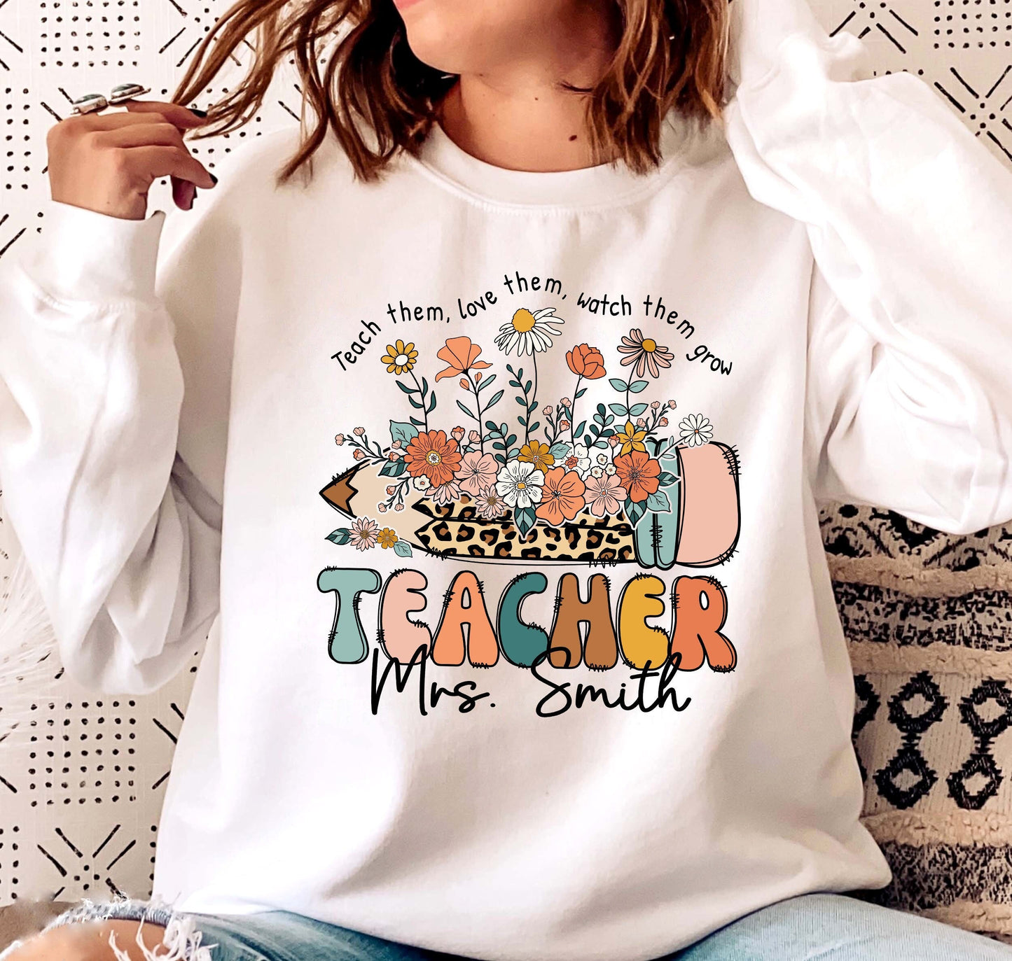 Teacher Shirt, Teach them Love them Watch Them Grow Shirt, Wildflower Teacher Shirt, Kindergarten Teacher Gift, Teacher Appreciation Gift