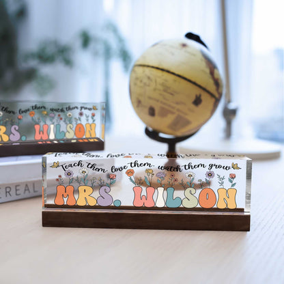 Personalized Teacher Name Plate, Custom Name Teacher Acrylic Desk Sign, Custom Teacher Gifts, Teacher Appreciation Gifts, Gift For Teacher