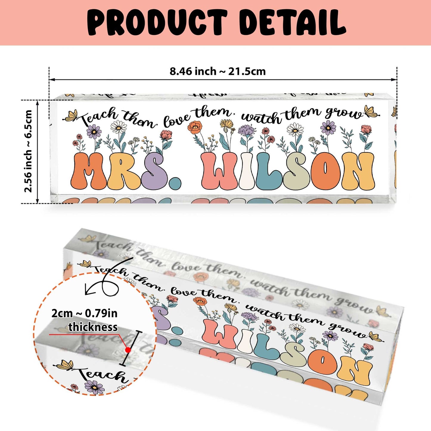 Personalized Teacher Name Plate, Custom Teacher Name Gift, Custom Teacher Acrylic Name Sign, Back To School Gift, Teacher Appreciation Gifts