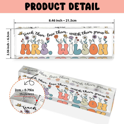 Personalized Teacher Name Plate, Custom Teacher Name Gift, Custom Teacher Acrylic Name Sign, Back To School Gift, Teacher Appreciation Gifts