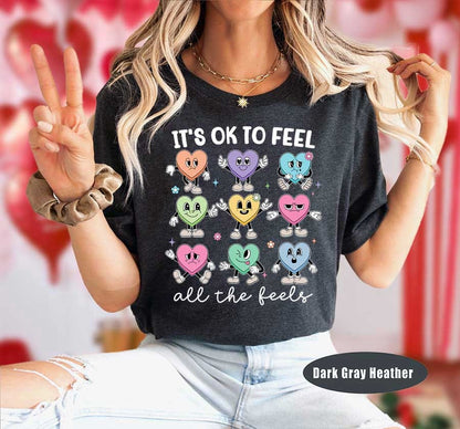 School Counselor Valentine Shirt, Feel All The Feels, Valentines Day School Psychologist Counselor Team, Mental Health Valentine Shirt