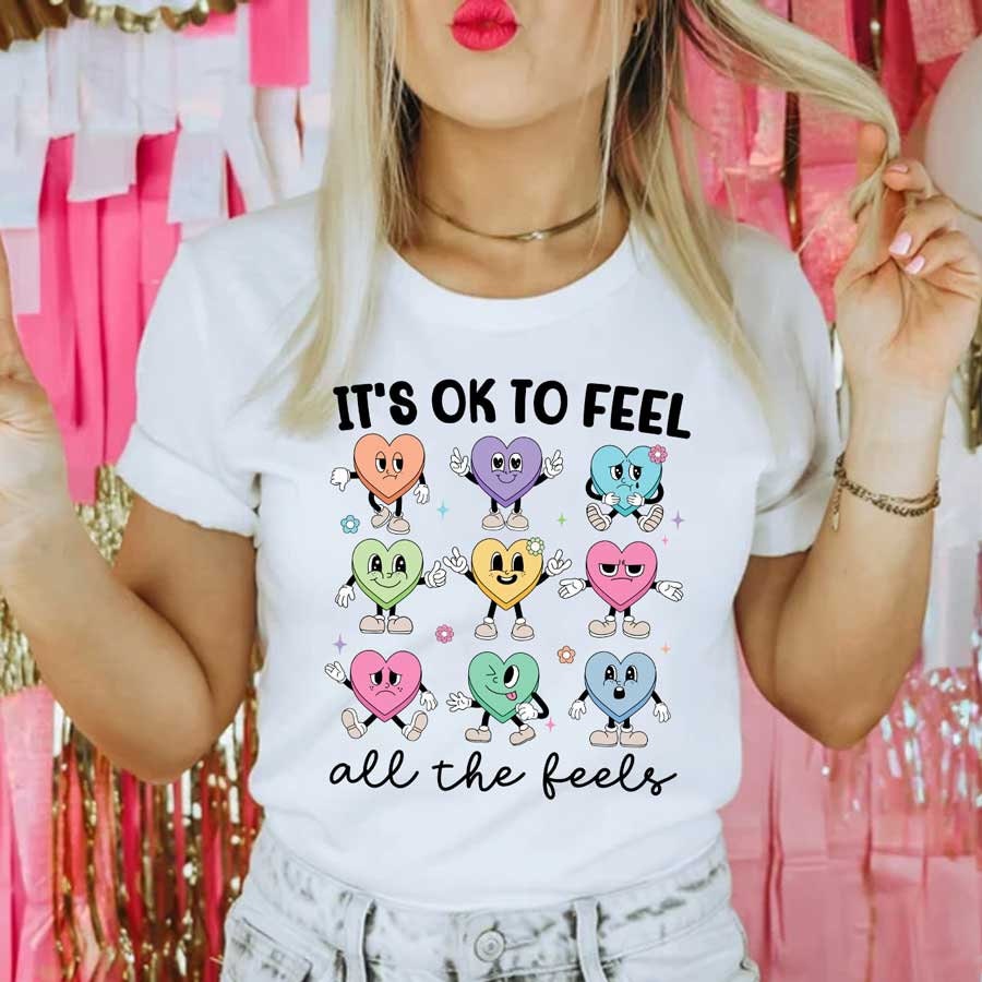 School Counselor Valentine Shirt, Feel All The Feels, Valentines Day School Psychologist Counselor Team, Mental Health Valentine Shirt