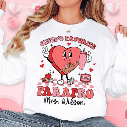 Paraprofessional Valentine Shirt, Personalized Parapro Valentines Day Shirt, Cupids Favorite Parapro, Teacher Aide, Parapro Valentines Gift