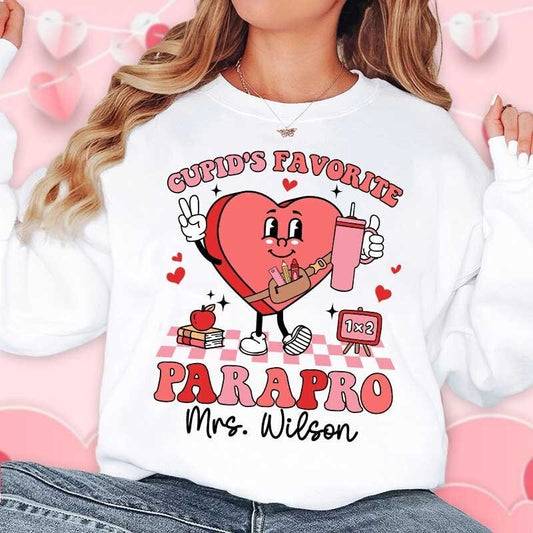 Paraprofessional Valentine Shirt, Personalized Parapro Valentines Day Shirt, Cupids Favorite Parapro, Teacher Aide, Parapro Valentines Gift