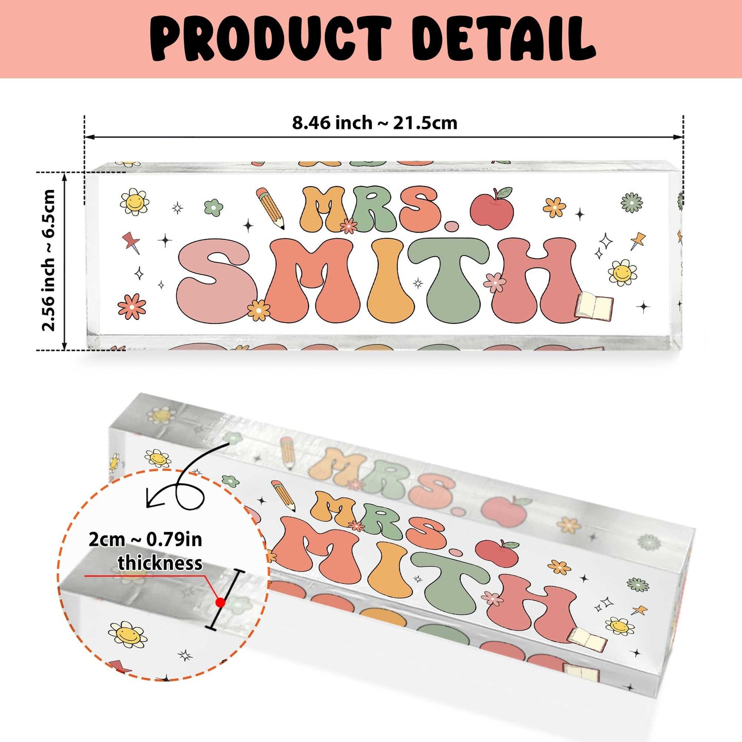 Personalized Teacher Desk Name Plate, Custom Teacher Acrylic Name Sign, Custom Teacher Gifts, Gift For Teacher, Teacher Appreciation Gift