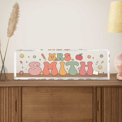 Personalized Teacher Desk Name Plate, Custom Teacher Acrylic Name Sign, Custom Teacher Gifts, Gift For Teacher, Teacher Appreciation Gift