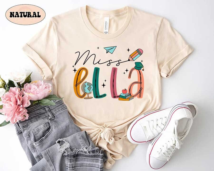 Teacher Shirt, Personalized Teacher Shirt Sweatshirt, Custom Teacher Name Shirt, Kindergarten Teacher Squad Shirt, Teacher Appreciation Gift