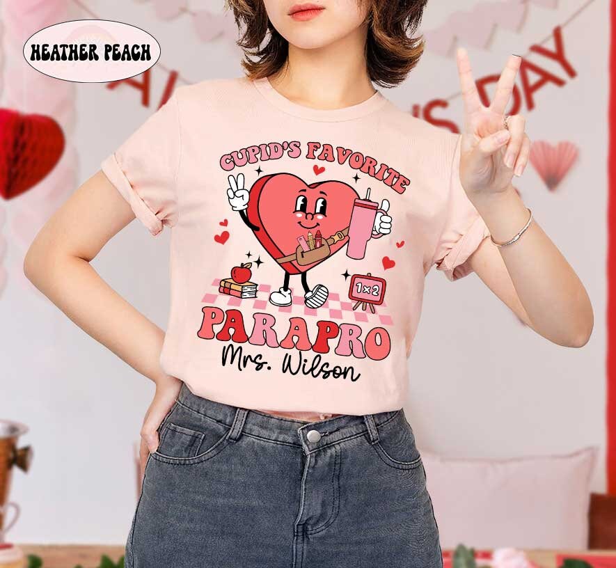 Paraprofessional Valentine Shirt, Personalized Parapro Valentines Day Shirt, Cupids Favorite Parapro, Teacher Aide, Parapro Valentines Gift