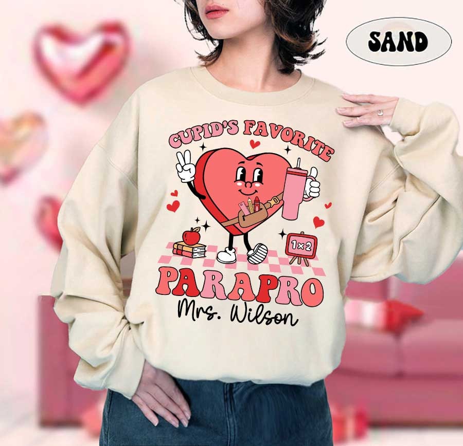 Paraprofessional Valentine Shirt, Personalized Parapro Valentines Day Shirt, Cupids Favorite Parapro, Teacher Aide, Parapro Valentines Gift