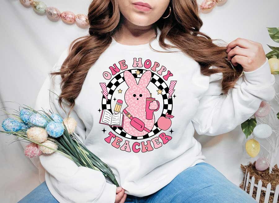 Teacher Easter Shirt, One Hoppy Teacher Shirt, Funny Teacher Shirt, Easter Day Teacher Tee, Teacher Bunny, Teacher Life, Easter Teacher Gift