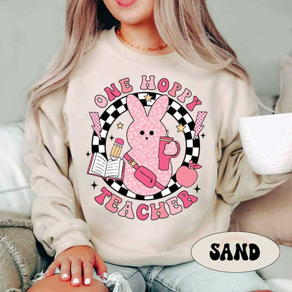 Teacher Easter Shirt, One Hoppy Teacher Shirt, Funny Teacher Shirt, Easter Day Teacher Tee, Teacher Bunny, Teacher Life, Easter Teacher Gift