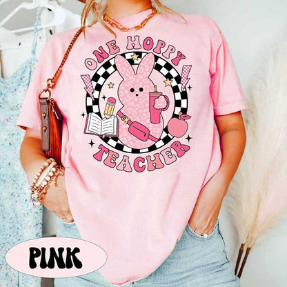 Teacher Easter Shirt, One Hoppy Teacher Shirt, Funny Teacher Shirt, Easter Day Teacher Tee, Teacher Bunny, Teacher Life, Easter Teacher Gift