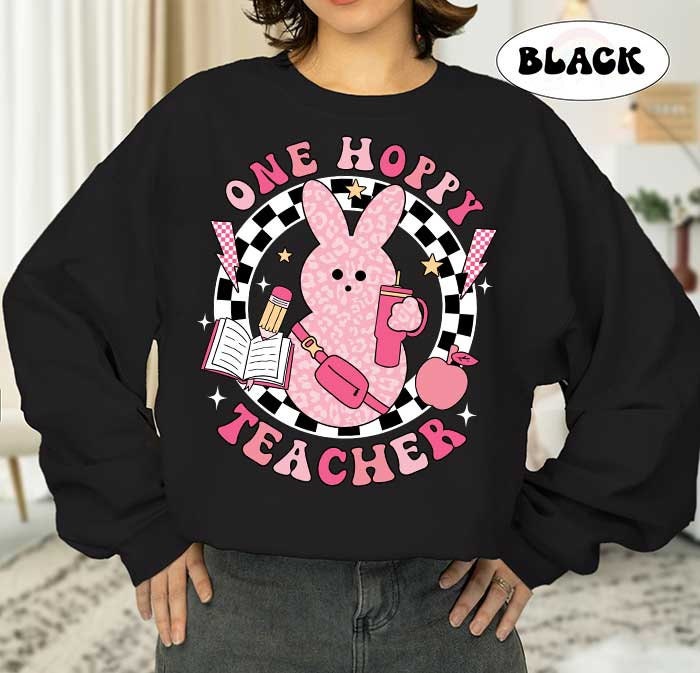 Teacher Easter Shirt, One Hoppy Teacher Shirt, Funny Teacher Shirt, Easter Day Teacher Tee, Teacher Bunny, Teacher Life, Easter Teacher Gift