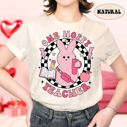 Teacher Easter Shirt, One Hoppy Teacher Shirt, Funny Teacher Shirt, Easter Day Teacher Tee, Teacher Bunny, Teacher Life, Easter Teacher Gift
