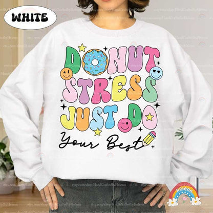 Teacher Shirt Test Day, Donut Stress Just Do Your Best, Retro Teacher Shirt, State Test Squad, Staar Testing Tee, Teacher Appreciation Gift