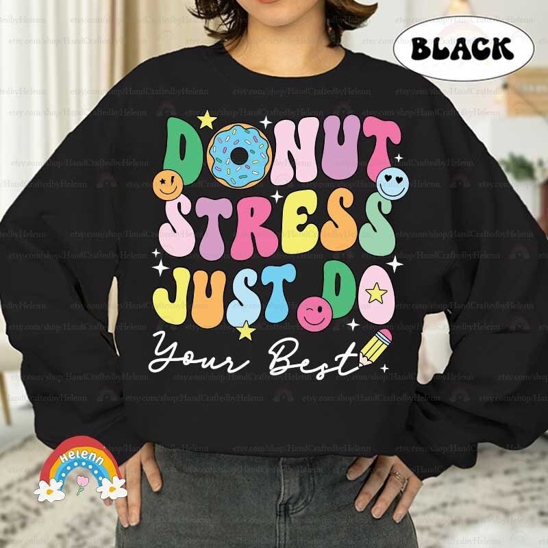 Teacher Shirt Test Day, Donut Stress Just Do Your Best, Retro Teacher Shirt, State Test Squad, Staar Testing Tee, Teacher Appreciation Gift