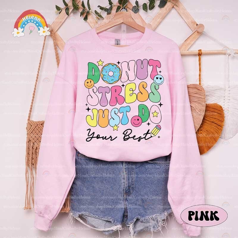 Teacher Shirt Test Day, Donut Stress Just Do Your Best, Retro Teacher Shirt, State Test Squad, Staar Testing Tee, Teacher Appreciation Gift