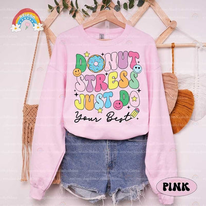 Teacher Shirt Test Day, Donut Stress Just Do Your Best, Retro Teacher Shirt, State Test Squad, Staar Testing Tee, Teacher Appreciation Gift