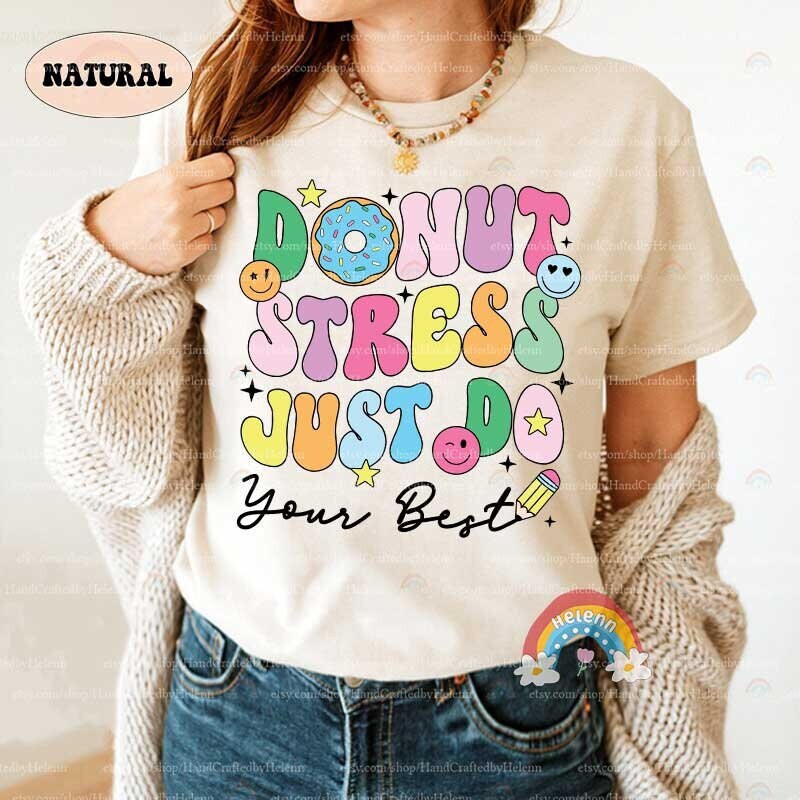 Teacher Shirt Test Day, Donut Stress Just Do Your Best, Retro Teacher Shirt, State Test Squad, Staar Testing Tee, Teacher Appreciation Gift