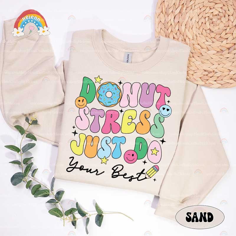 Teacher Shirt Test Day, Donut Stress Just Do Your Best, Retro Teacher Shirt, State Test Squad, Staar Testing Tee, Teacher Appreciation Gift