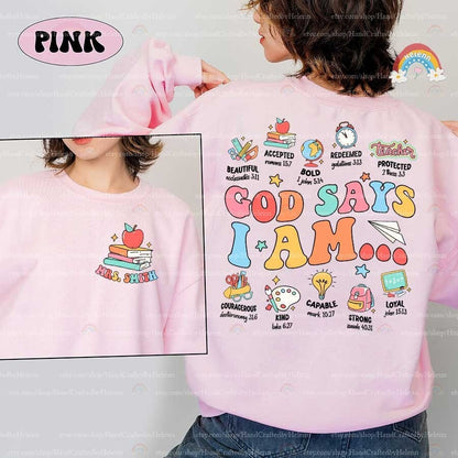 Teacher Shirt, God Says I am Teacher, Personalized Teacher Shirt, Teacher Bible Verse Shirt, Teacher Life Shirt, Teacher Appreciation Gift