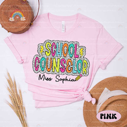 School Counselor Shirt, Personalized Counselor Shirt, Counselor Dalmatian Dot Shirt, Back To School, School Counselor Appreciation Gift